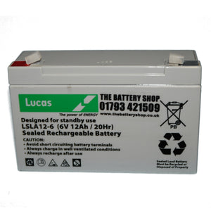 LSLA12-6 6v 12Ah Lucas AGM Standby Battery