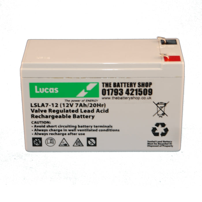 LSLA7-12 12v 7Ah Lucas AGM Standby Battery