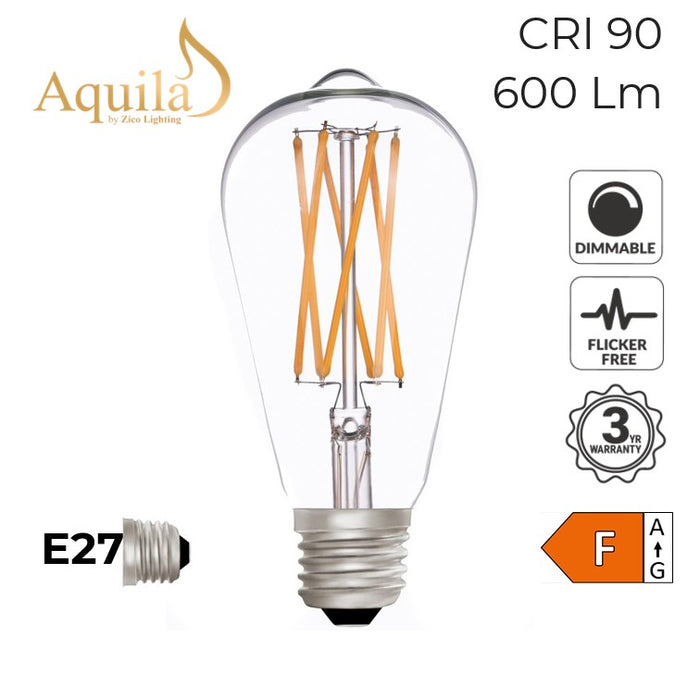 ZIKD044/6W27E27C Squirrel Cage ST64 Clear 6W 2700K E27