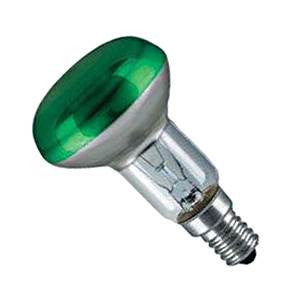 R5040SES-G-GE - 240v 40w E14 Green 50mm 2pk Blister Coloured Light Bulbs GE Lighting - The Lamp Company
