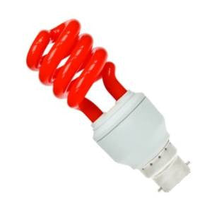 PLSP15ES-R - 240v 15w E27 Col:Red Elec Spiral Energy Saving Light Bulbs Other - The Lamp Company
