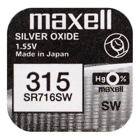 SR716SW Maxell 1.55v Silver Oxide Watch Battery (315, D315, HA, V530, 614, SB-AT, 280-56, SR67)