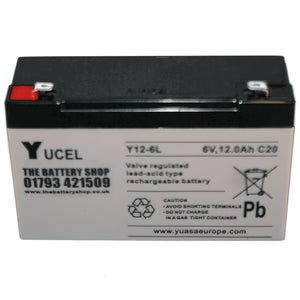 Y12-6L Yuasa Yucel 6v 12Ah Lead Acid Battery Yuasa Yucel Industrial Batteries The Lamp Company - The Lamp Company